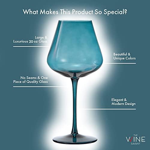 Khen Flower Blooms Colored Crystal Wine Glass Set of 5, Large 20 OZ Stemmed Glasses, Italian Style Tall Drinkware for Red & White Wine, Water, Dinner, Beautiful Gift Glassware - Image 3