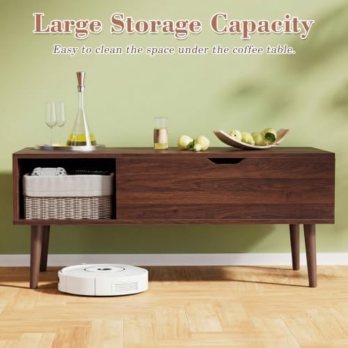 OLIXIS Coffee Table with Storage for Home Living Room Office, Dark Brown - Image 5
