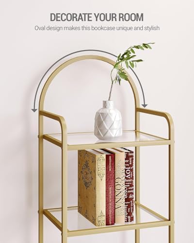 Hzuaneri Bookcase Bookshelf, Tempered Glass Bookshelves - Image 5
