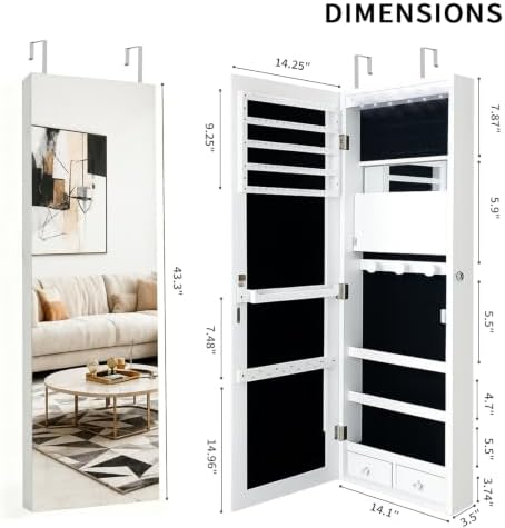 Over the Door Jewelry Organizer, Wall Mounted Jewelry Cabinet - Image 4