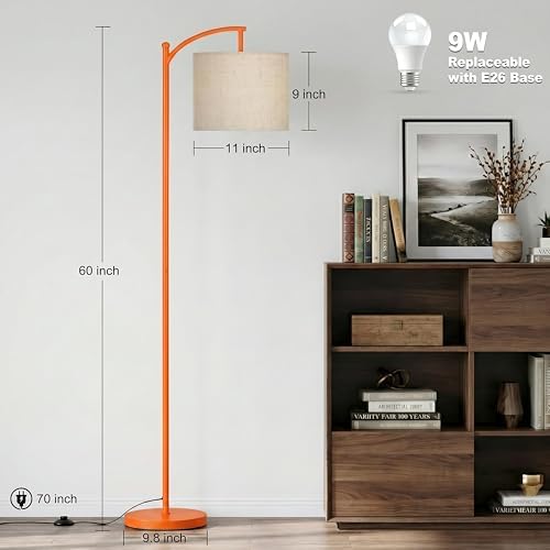 mukuxin Floor Lamp, LED Floor Lamp with Foot Switch & Adjustable Linen Lampshade, Tall Modern ARC Standing Lamps with 9W Replaceable Blub for Living Room Office Bedroom - Image 5