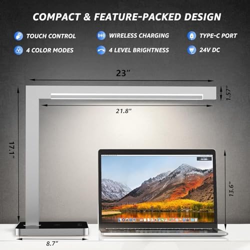 2-Pack Aluminum Desk Lamp with Charging Station,15W Table Lamp - Image 6