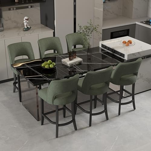 VKNOW Bar Stools Set of 6, 26" Upholstered Counter Height Bar Stools - Image 3