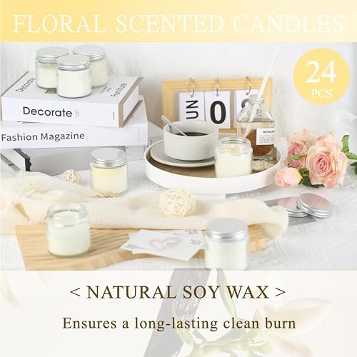 24 Pcs 4 Oz Mason Jar Candles, Vanilla Scented Soy Candles Bulk Set for Stress Relief and Relaxation, Great Favors for Wedding, Christmas, Housewarming Gifts (Silver, Vanilla, 24) - Image 3