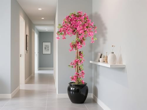 6FT Fake Bougainvillea Tree – Tall Artificial Pink Flower Plant for Home or Office Decor, Realistic Faux Tree for Living Room, Hallway, or Indoor Garden - Image 6