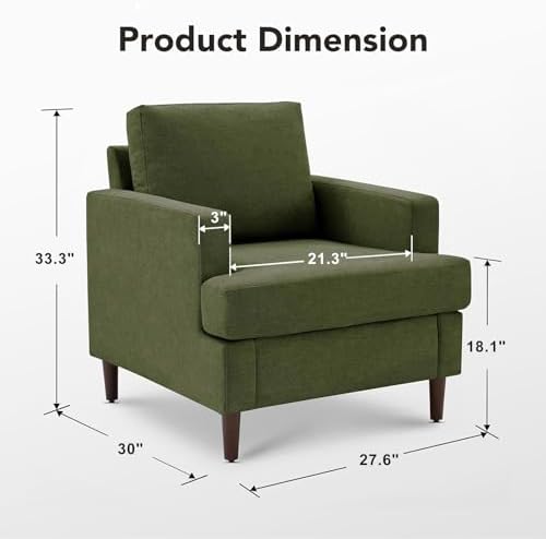 Weture Mid-Century Accent Chair, Green Armchair Living Room Chairs, 2 Pack - Image 2
