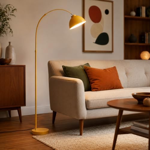 64 in Yellow Arc Floor Lamp for Living Room,Dome Shade Adjustable - Image 3