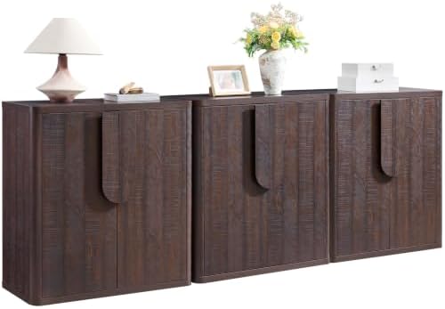 93.42'' Sideboard Buffet Cabinet W/Storage, Modern Accent Cabinets W/Curved Handles & Adjustable Shelves, 6 Doors Coffee Bar Buffet Table Credenza for Living Room Kitchen Hallway,Brown by NOWABAY
