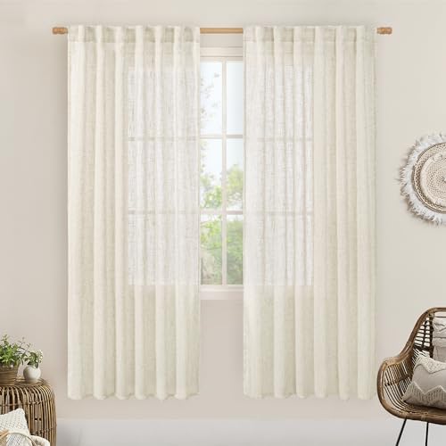 LAMIT Natural Linen Semi Sheer Curtains 78 Inch for Bedroom Living Room by LAMIT