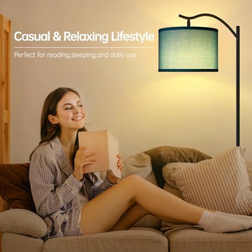 BoostArea Floor Lamp for Living Room,LED Arched Floor Lamp,Tall Modern Standing Lamp with Green Linen Shade,E26 Socket, Footswitch,Montage Mid Century Floor Lamp for Bedrooms,Office - Image 3
