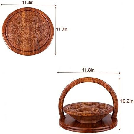 Handmade 12" Foldable Wooden Basket, Collapsible Fruit Basket - Image 3