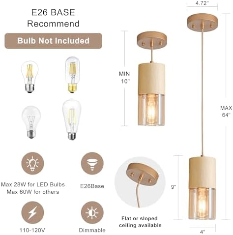 3-Pack Gold Pendant Light Fixtures, Adjustable Modern Pendant Lights for Kitchen Island, Industrial Amber Glass Pendant Lights for Dining Table Hallway Bedroom Living Room - Image 4