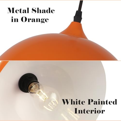Orange Pendant Lights, 11.8" Kitchen Pendant Light 3 Pack, Industrial Pendant Light Fixtures for Kitchen Island, Farmhouse Pendant Lighting for Bedroom, Living Room, Cafe, Bar, Hallway - Image 3
