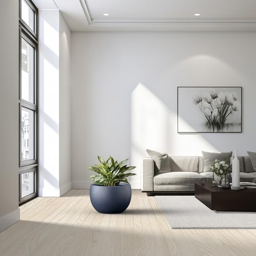 Kante Large Round Bowl Charcoal Concrete Planter 20" Dia, Outdoor - Image 2
