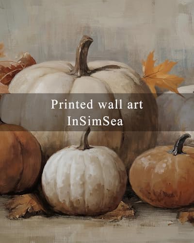 InSimSea Framed Canvas Wall Art Vintage Decor, Fall Pumpkin Wall Decor for Living Room Bedroom Bathroom, Rustic Autumn Still Life Paintings Prints, Halloween Desk Decorations, 12x16inch - Image 6