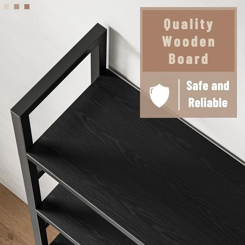 INNOD 70x70” Triple 5 Tier Book Shelf, Large Wooden Bookcase with 17 Open Display Shelf, Modern Tree Bookshelf Metal Frame Tall Book Case Furniture for Living Room Bedroom Home Office Black - Image 4