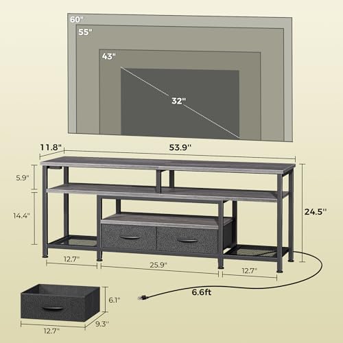 Huuger 54 Inch LED TV Stand with Power Outlets for 55 60 Inch TV - Image 5