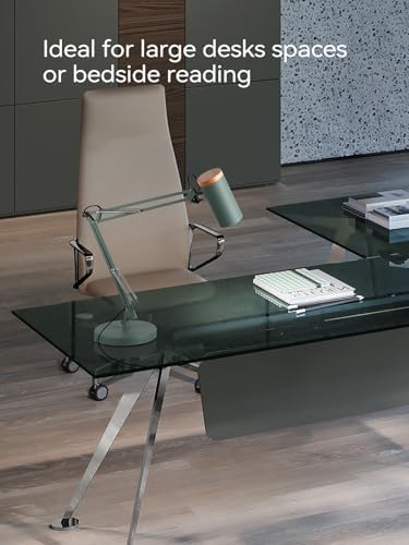 TORCHSTAR Tall Swing Arm Desk Lamp with Wooden Accent, Large Size, Green - Image 5