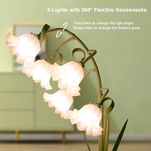 Flower Floor Lamp for Living Room, Arc Floor Lamp with 5 E26 LED Bulbs, Cute Green Floral Standing Lamp with 3 Color Modes, Foot Switch, Tall Modern Lamp for Kids Girls Bedrooms - Image 3