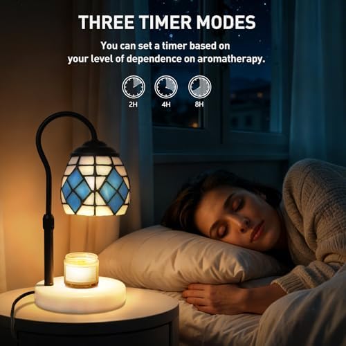 Mediterranean Tiffany Candle Warmer Lamp, Adjustable Marble - Image 3