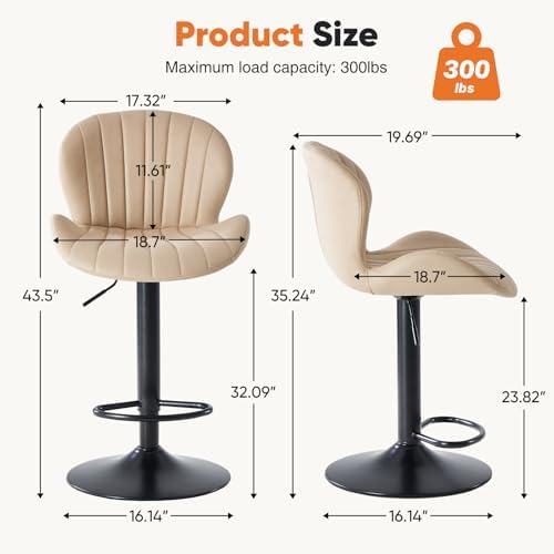 Sweetcrispy Bar Stools Set of 4, Swivel Adjustable Height Fabric Bar Chair - Image 2