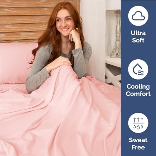 Full Size 4 Piece Sheet Set - Comfy Breathable & Cooling Sheets - Baby Pink - Image 4