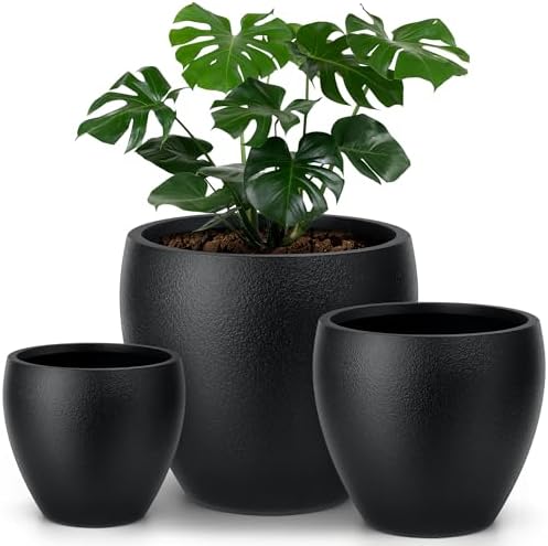 homenote 14.5/12/9.7 Inch Large Plastic Flower Pots with Drainage (3 Pcs) by HOMENOTE