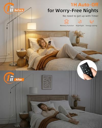 Arc Floor Lamp with Remote Control, LED Reading Light for Living Room - Image 4