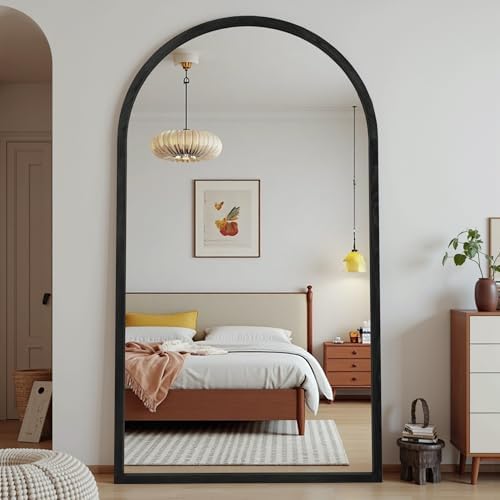 Suidia Full Length Mirror, Oversized Floor Mirror with Solid Wood Frame, Large Standing Mirror for Bedroom Living Room, Wood Antique Style, Black, 82" L x 44" W - Image 3