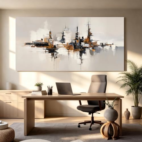 Grey Color Block Large Abstract Canvas Wall Art Decor For Living Room 29×58 - Image 5