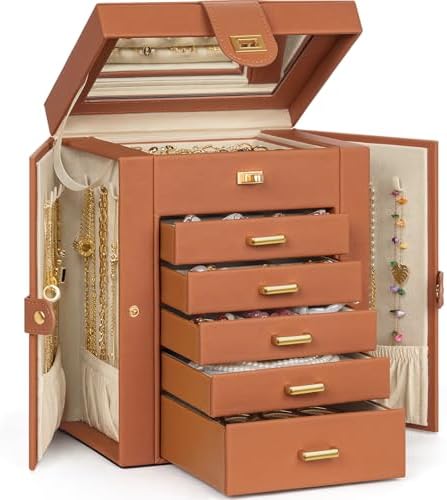 AKOZLIN 6-Tier Jewelry Box Organizer 5 Drawers Storage Orange Regular by AKOZLIN