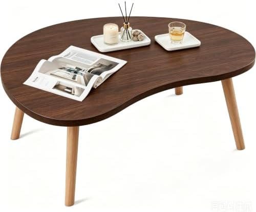 Coffee Table Low Table with Solid Wood Legs, 31.5x19.7" Large Coffee Table Side Table, Floor Table Desk for Sitting on The Floor, Living Room Furniture for Office Apartment Home, Mango Walnut - Image 6