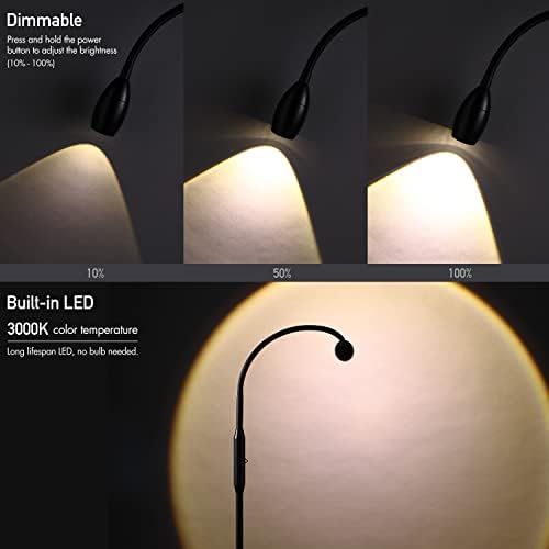 O’Bright Ray – Adjustable LED Beam Floor Lamp, Dimmable and Zoomable Spotlight, Flexible Gooseneck, Reading/Crafting Standing Lamp, Work Table Light, Matte Black - Image 4