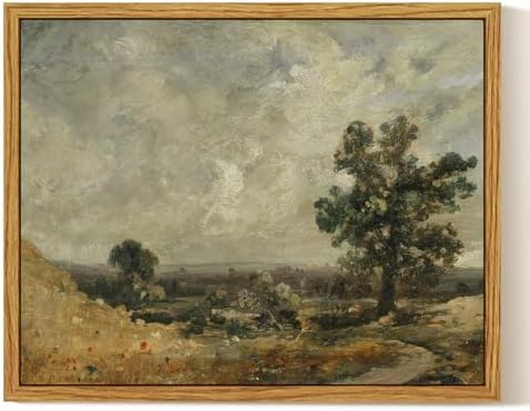 InSimSea Framed Canvas Wall Art, Vintage Landscape Painting, Rustic Nature Scenery Decor for Living Room Shelf Hallway,10x8 in, Earth Tones by InSimSeaArt