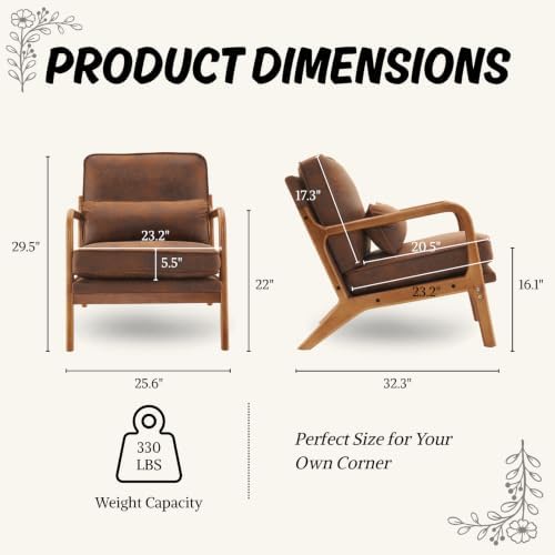 Karl home Mid-Century Modern Accent Reading Chair, Brown - Image 2