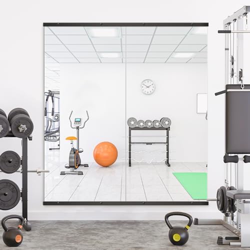 Home Gym Mirror for Wall, 56x28x2PCS Frameless Full Length Mirror, Black - Image 5