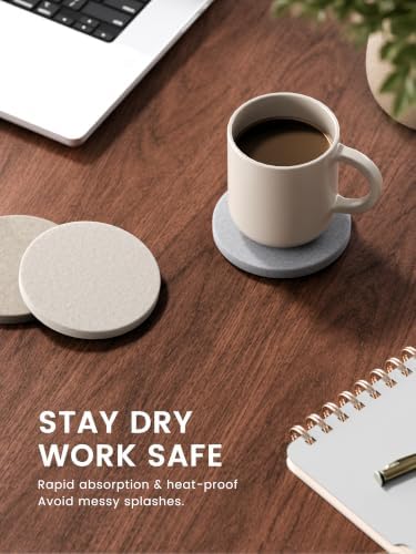 Fluxynara Felt Coasters with Holder, Set of 8 for Drinks, Nordic Slate - Image 4