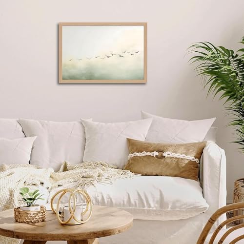 skysoon Minimalist Bird Wall Art, Neutral Abstract Landscape Canvas Print - Image 6