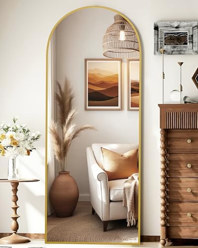 59"x16" Floor Mirror Full Length, Arched Full Length Mirror with Stand, Full Body Mirrors for Bedroom Living Room or Cloakroom Gold by Unknown