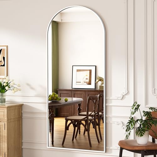 Full Length Mirror, 71"x30" Arched Floor Mirror, Oversized Standing Mirrors, Hanging or Leaning Against Wall Mounted Mirrors, Large Full Body Mirror with Aluminum Frame for Bedroom (White) - Image 2