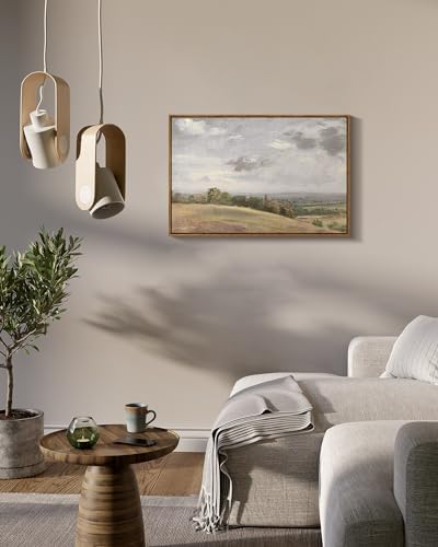InSimSea Framed Canvas Wall Art Vintage Decor, Large Landscape Wall Art, Wild Field Painting, Rustic Modern Farmhouse Wall Decor for Living Room Bedroom, French Country Decorations, 20"x30" - Image 3