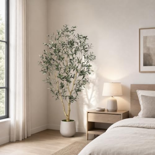 6FT Artificial Olive Tree Indoor with Elegant White Planter - Image 6