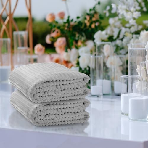 Buryeah 6 Pcs Flannel Blankets Bulk,Fall Outdoor Wedding, Light Gray - Image 6