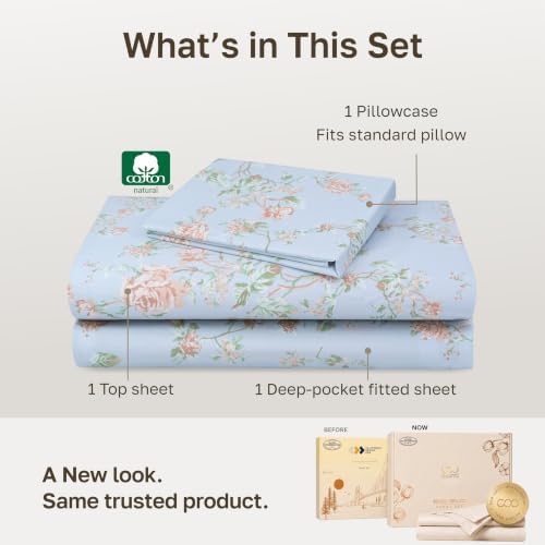 California Design Den Soft 100% Cotton Sateen Twin XL Size Bedsheets, 3 Pcs - Image 3