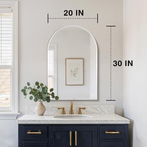FICTOR 20" x 30" Arched Bathroom Vanity Mirror for Over Sink, Silver - Image 2