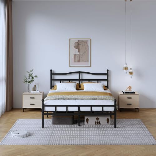 SHOANED Metal Bed Frame with Headboard & Footboard - 14 Inch King Size Heavy Duty Bedframe Black Basic Steel Slats Platform No Box Spring Needed/Easy Assembly/Noise Free - Image 5