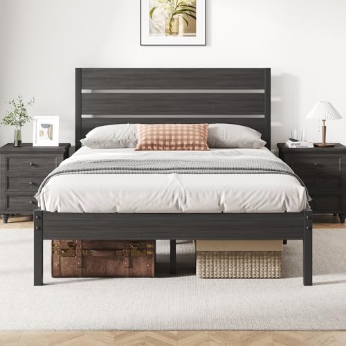Fluest Full Bed Frame with Headboard and Footboard, Metal Platform Bed Frame with Under Bed Storage, All-Metal Support System, No Box Spring Needed, Easy Assembly,Rustic Grey by Fluest
