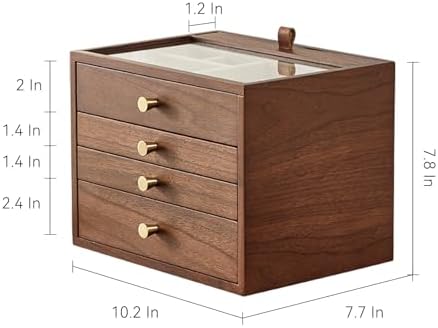 CHOSIN Walnut Jewelry Box Wood for Women with Vertical Neclace Hooks - Image 5