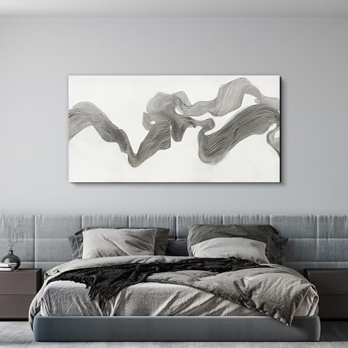 Abstract Wall Art Decor Large Modern Wall Art Decorations Wall Art Pictures for Living Room Abstract Canvas Art Wall Decor Gray White Wall Art Prints Artwork for Walls Bedroom Office Decor 24" X 48" - Image 2