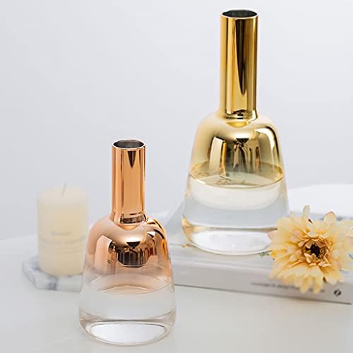 GRFIT Decorative Vase Simple Modern Gradient Glass Vase Vase Home Office Desktop Restaurant Center Decoration Vase Gift Pink/Gold Ceramic Vase Glass Vase Hydroponic Flower Vase (Size : B) - Image 5